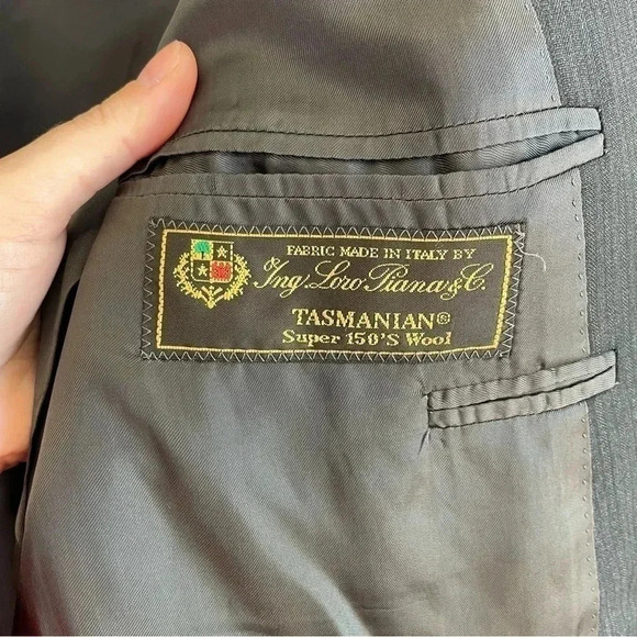 Loro Piana 100% Wool Italian Suit Jacket Men’s Business Coat Gray Blazer 54L - Picture 7 of 14